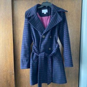 Juniors Xhilaration Wool Blend Belted Car Length Coat Size Medium